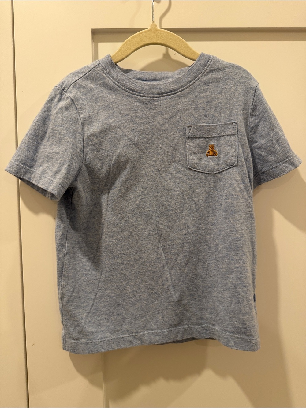 GAP Light Heather Blue Short Sleeve Pocket Tee with Embroidered Bear